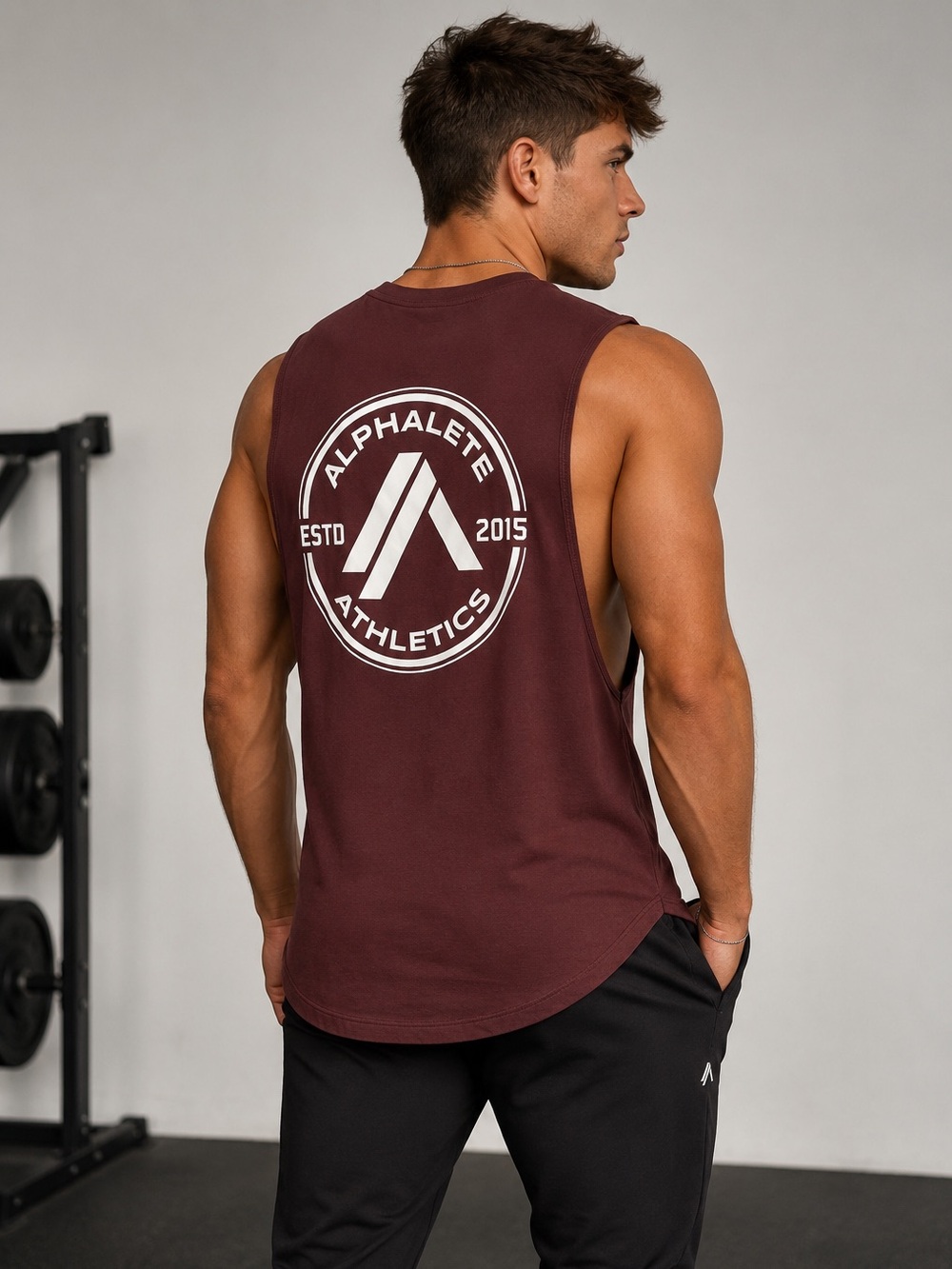 Alphalete Athletics Men’s M Burgundy Muscle Tank Gym Workout
